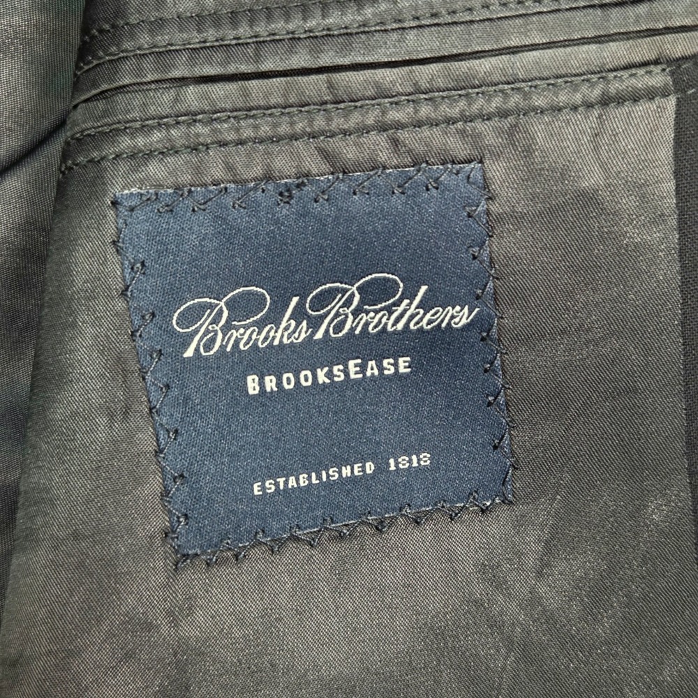 Brooks Brothers Blazer Mens 39 Navy Blue Pinstripe Wool Brooksease Sport Coat - Picture 4 of 11